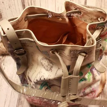 Umhängetasche Beutel Kunstleder bunt - handtasche umhaengetasche kunstleder rosa creme beuteltasche (1)